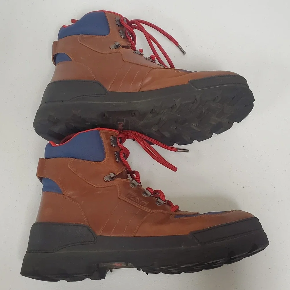 Polo Ralph Lauren‎ Mens Oslo Lace Tactical Boots Size 11 Brown Leather Gorpcore
